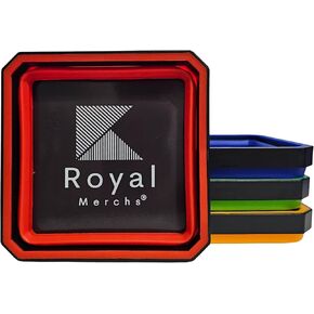 Royal Merchs Silicone Parts Tray 4 Pack - Magnetic Tray For Mechanic's - Magnetic Parts Bin - Magnetic Parts Tray - Magnetic Screw Tray - Magnetic Tray For Screws - Magnet Tray