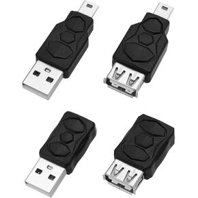ECSiNG 4pcs USB 2.0 to Mini USB Adapter USB Male to Mini USB Female Converter Supports 5V 2A 480Mbps Data Transfer Suitable for Mobile and Tablet Computers