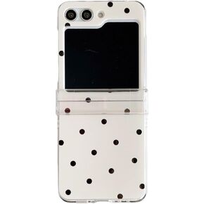 for Samsung Galaxy Z Flip 6 Woman Case with Cute Black Dots, Kawaii Girls White Case for Galaxy Z Flip 6 with Hinge Protection, Lovely Protective Case for Z Flip 6 (Dots)