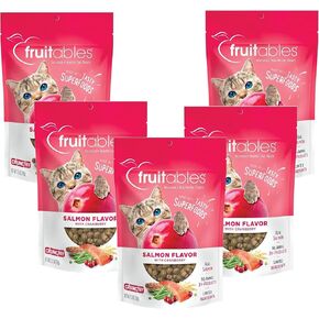 Fruitables Cat Treats | Crunchy Cat Treats | Healthy Low Calorie Cat Treats |Packed with Protein | Limited Ingredients| Made with Real Salmon & Cranberry | 2.5 oz (5 Pack)