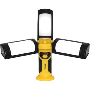 Satellite LED Work Flash Light, Tri-Blade Design, Adjustable Light Blades, Yellow and Black