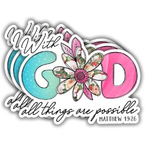 (3 pcs) with God All Things are Possible Stickers Jesus Bible Verse Chrisian Vinyl Decal Sticker for Water Bottle Laptops Phone Case Car Kindles Hard Hat - 3x2.5