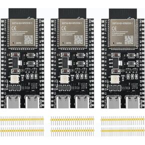 3pcs ESP32 S3 Development Board ESP N8R8 WROOM 32 S3 WiFi + Bluetooth MCU Module, Dual Type-C ESP32-S3-WROOM-1 Cores Microcontroller Processor Integrates Complete Wi-Fi and BLE Functions