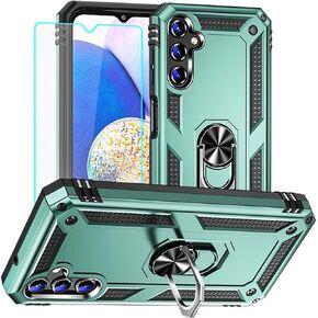 for Samsung A14 5G Case, Galaxy A14 5G Case with HD Screen Protector, Military Grade Protective Cases with Ring for Samsung Galaxy A14 5G (Dark Green)