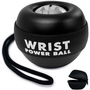 Gyro Ball Wrist Exerciser, Auto-Start Forearm Gyroscope with Ball Bag, Easy to Use Wrist Rotation Exerciser for Stronger Wrist Bones, Forearm and Muscle, Black