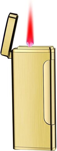 Mini Torch Lighters Cigars Jet Flame Lighter with Adjustable Flame Dial Portable Ultra-Thin Butane Refillable Lighter Great Gift for Men Birthday Christmas (Gold) in Saudi Arabia