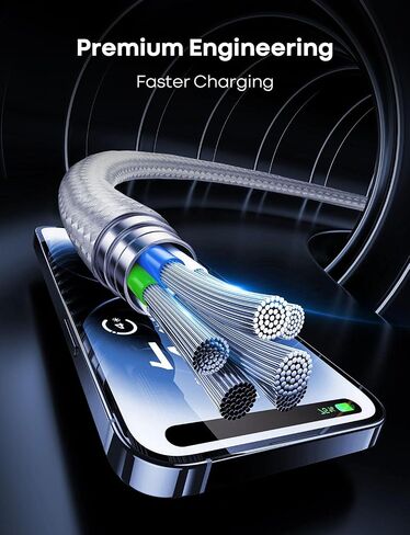 20Ft USB C Cable White, 60W Extra Long USB C to USB C Cable Fast Charging, Nylon Braided Type C to C Charger Cable for iphone 16 15 Series/ipad Pro/Macbook Pro/Air/Pixel/Samsung Galaxy/Switch and More in Saudi Arabia