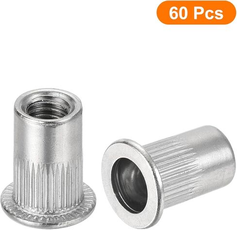 uxcell 200Pcs Rivet Nuts Flat Head, M6 Stainless Steel 304 Threaded Insert Nuts Knurled Body in Saudi Arabia