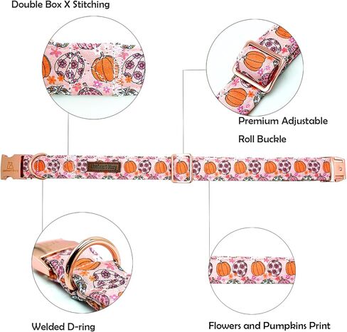 Lionheart glory Plaid Dog Collars Fall Halloween Dog Collar Heavy Durable Comfortable Adjustable Dog Collar for Medium Collar Dogs Female or Male Dog Collar Cute Pet Gift in Kuwait