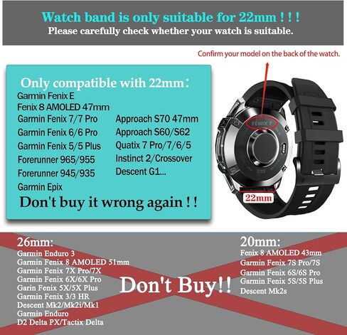 22 مم متوافق مع سوار ساعة Garmin Fenix ​​7/7 Pro/6/6 Pro/5/5 Plus، أشرطة سيليكون ناعمة سريعة الملاءمة لساعة Forerunner 965 955/Approach S70 47 مم/Instinct 2/quatix 7 الذكية in Kuwait