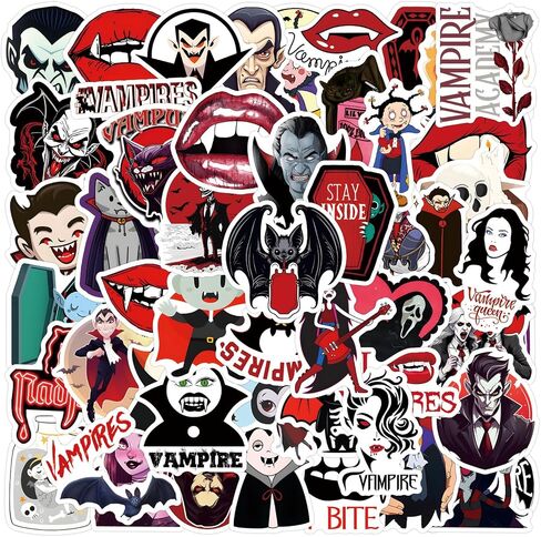 Vampire Stickers 55pcs Halloween Party Favors Cute Vampire Decorative Stickers Kids Halloween Games Treats Classroom Crafts Gifts Party Supplies Halloween Decorations in Saudi Arabia