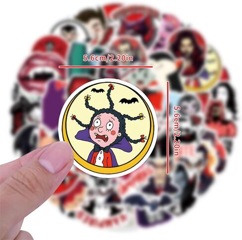 Vampire Stickers 55pcs Halloween Party Favors Cute Vampire Decorative Stickers Kids Halloween Games Treats Classroom Crafts Gifts Party Supplies Halloween Decorations in Saudi Arabia