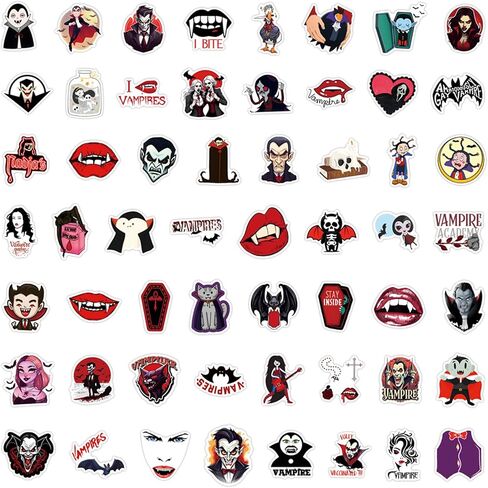 Vampire Stickers 55pcs Halloween Party Favors Cute Vampire Decorative Stickers Kids Halloween Games Treats Classroom Crafts Gifts Party Supplies Halloween Decorations in Saudi Arabia
