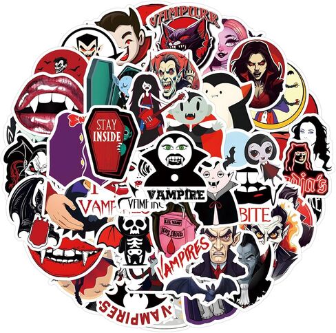 Vampire Stickers 55pcs Halloween Party Favors Cute Vampire Decorative Stickers Kids Halloween Games Treats Classroom Crafts Gifts Party Supplies Halloween Decorations in Saudi Arabia
