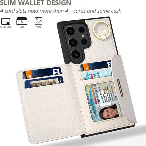 Keallce Case for Samsung Galaxy S24 Ultra 6.8'' Flip Leather Wallet Case with RFID Blocking Card Slots, Stand Ring Kickstand, Folio Cover Women Ladies Compatible with Samsung S24 Ultra Black in Kuwait