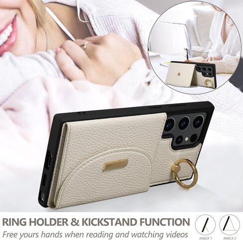 Keallce Case for Samsung Galaxy S24 Ultra 6.8'' Flip Leather Wallet Case with RFID Blocking Card Slots, Stand Ring Kickstand, Folio Cover Women Ladies Compatible with Samsung S24 Ultra Black in Kuwait