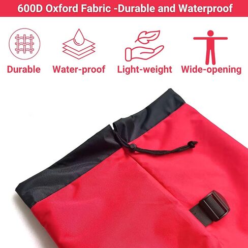 Heavy Duty Camping Chair Replacement Bag with Side Pocket, Camp Cover Bags for Carrying Folding Chairs - 48 X 11 Inches, Durable 600D Oxford Fabric, Extra Wide Mouth, Adjustable Strap for Carry (Red) in Saudi Arabia