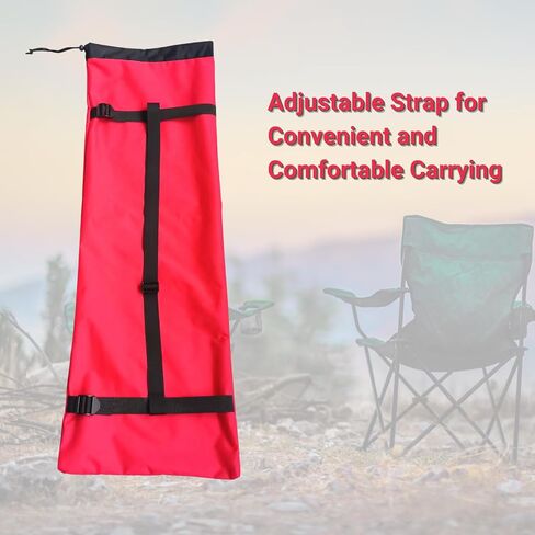 Heavy Duty Camping Chair Replacement Bag with Side Pocket, Camp Cover Bags for Carrying Folding Chairs - 48 X 11 Inches, Durable 600D Oxford Fabric, Extra Wide Mouth, Adjustable Strap for Carry (Red) in Saudi Arabia