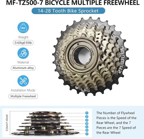 عجلة حرة للدراجة ذات 7 سرعات، MF-TZ500-7 قطعة بديلة للدراجات الهوائية ذات العجلات الحرة المتعددة 14-34T in Kuwait