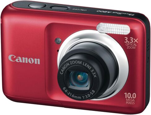 كاميرا Canon Powershot A800 الرقمية بدقة 10 ميجابكسل مع تكبير بصري 3.3x (أحمر) (متجدد) in Saudi Arabia