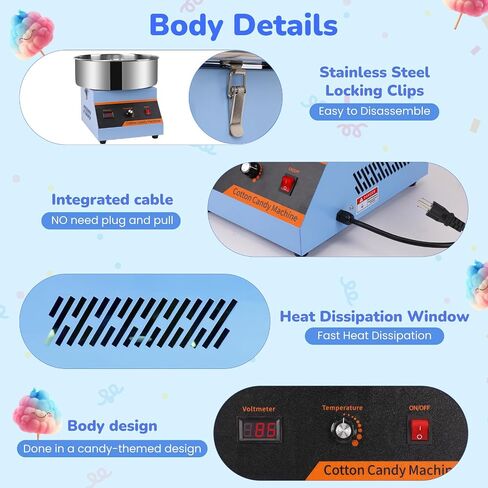 Cotton Candy Machine Commercial Cotton Candy Machine With Stainless Steel Construction Easy-to-Use Controls For Endless Cotton Candy,Blue in Saudi Arabia