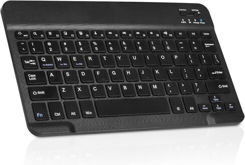 Ultra-Slim Bluetooth Rechargeable Keyboard for Amazon Fire HD 8 Plus (2020) and All Bluetooth Enabled iPads, iPhones, Android Tablets, Smartphones, Windows pc - Onyx Black in Saudi Arabia