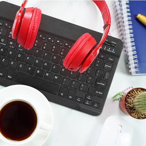 Ultra-Slim Bluetooth Rechargeable Keyboard for Amazon Fire HD 8 Plus (2020) and All Bluetooth Enabled iPads, iPhones, Android Tablets, Smartphones, Windows pc - Onyx Black in Saudi Arabia