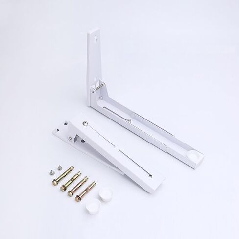 CJC دعامات تثبيت على الحائط بالميكروويف، دعامات ميكروويف فولاذية مثبتة على الحائط، ذراع قابل للتعديل وقابل للطي للمطبخ، حامل رف للفرن، أقصى وزن للحمل 80 رطل، للفرن والميكروويف (أبيض 2 قطعة) in Kuwait