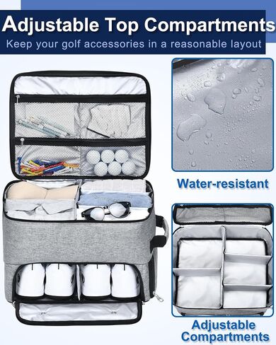 CAB55 Golf Trunk Organizer with 4 Wheels, 2 Layer Waterproof Car Golf Organizer with Separate Ventilated Compartment for 2 Pair Shoes, Golf Gifts (Black) in Saudi Arabia