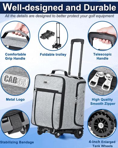 CAB55 Golf Trunk Organizer with 4 Wheels, 2 Layer Waterproof Car Golf Organizer with Separate Ventilated Compartment for 2 Pair Shoes, Golf Gifts (Black) in Saudi Arabia