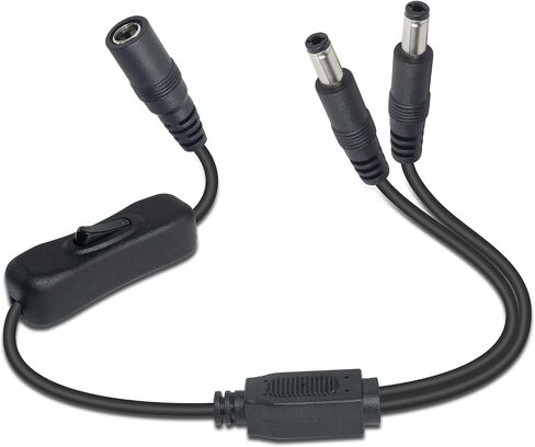 Duttek DC 12V Splitter Power Cable, DC3.5mm x 1.35mm 1 Female to 2 Male Extension Cord Switch Splitter Power Cable with 304 Switch for CCTV Surveillance Cameras, LED Strip Lights etc. 1FT/40cm in Saudi Arabia