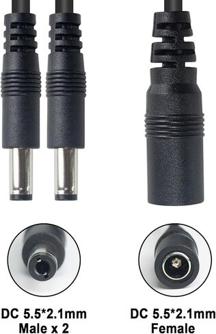 Duttek DC 12V Splitter Power Cable, DC3.5mm x 1.35mm 1 Female to 2 Male Extension Cord Switch Splitter Power Cable with 304 Switch for CCTV Surveillance Cameras, LED Strip Lights etc. 1FT/40cm in Saudi Arabia
