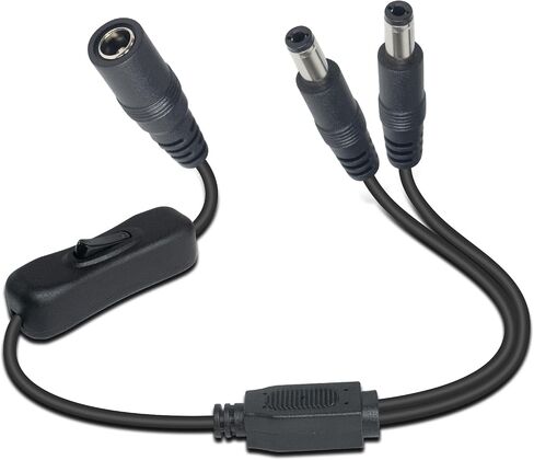 Duttek DC 12V Splitter Power Cable, DC3.5mm x 1.35mm 1 Female to 2 Male Extension Cord Switch Splitter Power Cable with 304 Switch for CCTV Surveillance Cameras, LED Strip Lights etc. 1FT/40cm in Saudi Arabia