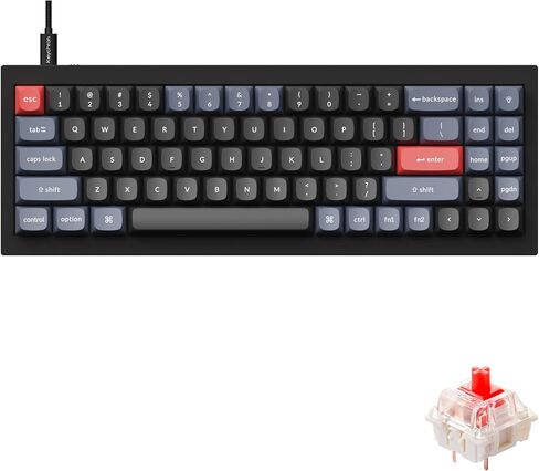 Keychron Q7 70% تخطيط لوحة مفاتيح ميكانيكية سلكية RGB قابلة للتبديل السريع متوافقة مع نظام التشغيل Mac Windows Linux، QMK/VIA ماكرو قابل للبرمجة من الألومنيوم بالكامل Gateron G Pro Red Switch مجموعة حشية مزدوجة - أسود in Saudi Arabia