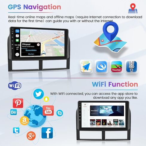 Hikity 2+64G Android 13 Car Stereo for Jeep Grand Cherokee 1999-2004 Wireless Carplay, 9 Inch IPS Touchscreen Car Radio Receiver with GPS Navigation FM Bluetooth WiFi HiFi EQ in Saudi Arabia