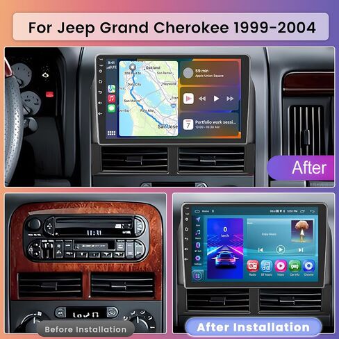 Hikity 2+64G Android 13 ستيريو سيارة لسيارة جيب جراند شيروكي 1999-2004 Carplay اللاسلكي، 9 بوصة IPS لمس راديو السيارة مع نظام تحديد المواقع والملاحة FM بلوتوث واي فاي HiFi EQ in Saudi Arabia