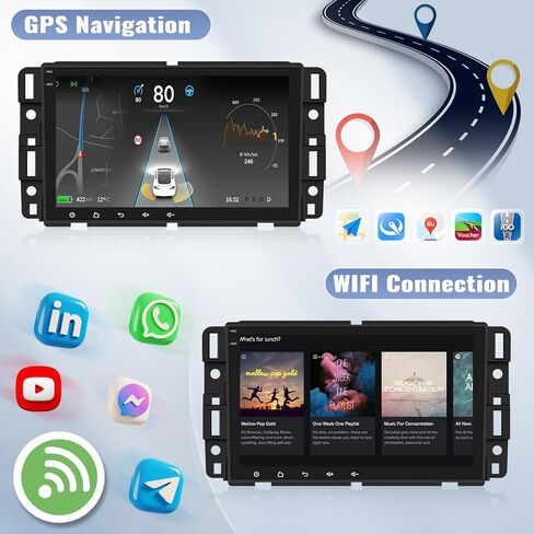 SIXWIN 1G+32G Android Car Stereo for GMC/Chevrolet/Buick/Hummer 8 Inch Touch Screen Chevrolet Car Radio with CarPlay Android Auto Mirror Link Bluetooth GPS Navigation WiFi HiFi FM SWC Backup Camera in Saudi Arabia