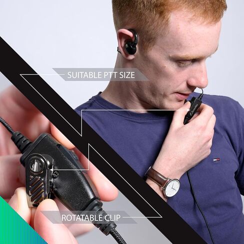 Arrowmax AEH3000-K2 سماعة أذن دوارة على شكل حرف C مع PTT متوافقة مع BaoFeng BTECH UV-5R UV-5RA UV-5RE UV-5R3 BF-F8HP UV-82HP Kenwood 2-PIN 2 Pin Radios NX-1200 NX-1300 NX-P1200 نكس-P1300 نكس-3220 in Kuwait