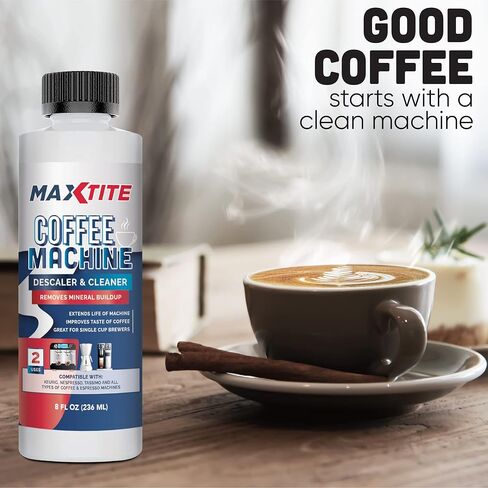 مزيل الترسبات ومنظف ماكينة القهوة MAXTITE (8 أونصة) - صُنع في الولايات المتحدة الأمريكية - حل عالمي لإزالة الترسبات من أجل Keurig وNespresso وDelonghi وجميع ماكينات القهوة والإسبريسو ذات الاستخدام الواحد in Kuwait