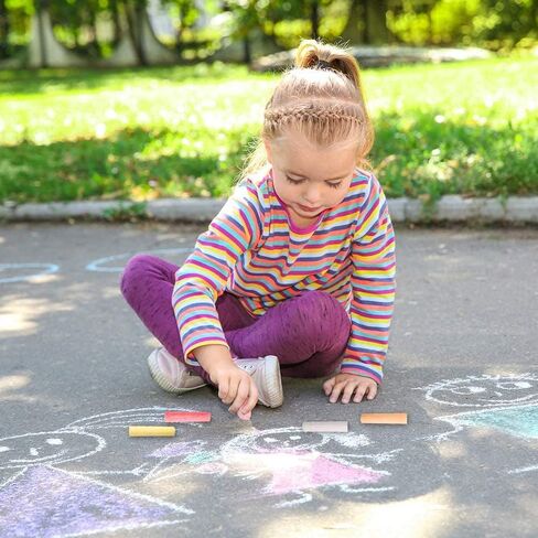 ArtCreativity Jumbo Sidewalk Chalk Set in 7 Colors, 38 Colorful Chalk Pieces in Storage Bucket, Portable, Dust Free & Washable, For Driveway, Pavement, Outdoors, Arts & Crafts Gift for Kids in Kuwait