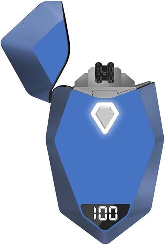 ولاعة كهربائية، ولاعة بلازما بمفتاح LED، ولاعة USB قابلة لإعادة الشحن، ولاعة قوسية عديمة اللهب خالية من الوقود مع مؤشر بطارية رقمي (أزرق) in Kuwait