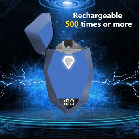 ولاعة كهربائية، ولاعة بلازما بمفتاح LED، ولاعة USB قابلة لإعادة الشحن، ولاعة قوسية عديمة اللهب خالية من الوقود مع مؤشر بطارية رقمي (أزرق) in Kuwait