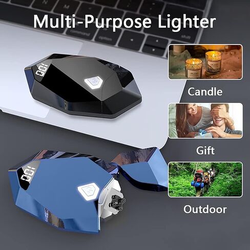 ولاعة كهربائية، ولاعة بلازما بمفتاح LED، ولاعة USB قابلة لإعادة الشحن، ولاعة قوسية عديمة اللهب خالية من الوقود مع مؤشر بطارية رقمي (أزرق) in Kuwait