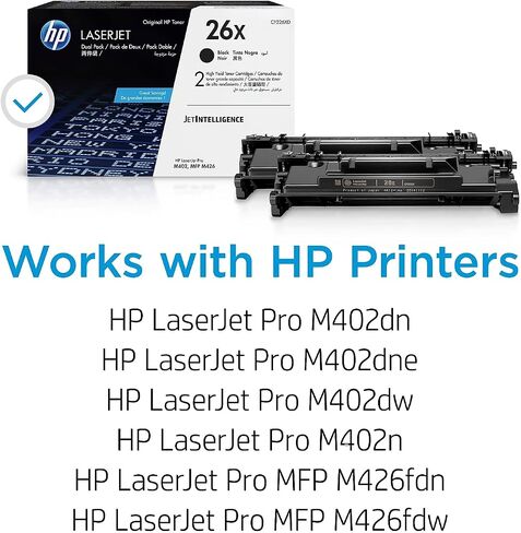 HP 26X Black High Yield Toner Cartridge, 2/Pack (CF226XD), print up to 9000 pages in Saudi Arabia