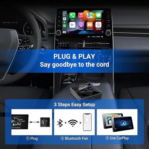محول CarPlay اللاسلكي لهاتف iPhone - أحدث دونجل Apple Carplay سلكي إلى لاسلكي لعام 2023، التوصيل والتشغيل 14S، واي فاي ثنائي النطاق، بدون تأخير، تحديث عبر الإنترنت in Kuwait