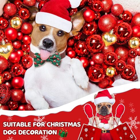 Sanwuta 60 Pieces Christmas Collar Dog Bow Ties Bulk Christmas Pet Bows Collar Attachment with Elastic Bands Holiday Dog Cat Collar Accessories in Saudi Arabia