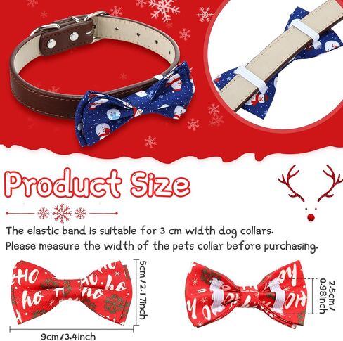 Sanwuta 60 Pieces Christmas Collar Dog Bow Ties Bulk Christmas Pet Bows Collar Attachment with Elastic Bands Holiday Dog Cat Collar Accessories in Saudi Arabia
