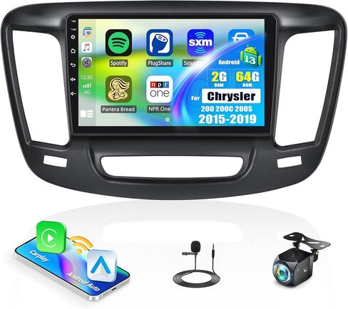2G+64G Android 13 Car Stereo for Chrysler 200 200C 200S 2015-2019 with Wireless Carplay Android Auto,9 inch HD Touchscreen Car Radio with WiFi GPS Navigation Bluetooth FM/RDS Radio SWC+Rear Camera in Saudi Arabia