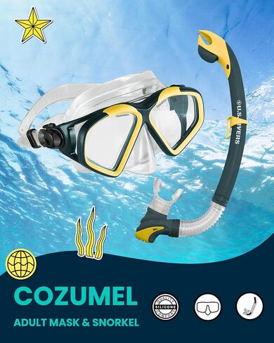 OutdoorMaster x U.S. Divers Cozumel TX Combo Snorkeling Gear for Adults, Dry Snorkel Set Panoramic View Anti-Fog Anti-Leak Swim Mask, Scuba Diving Swimming Snorkel Kit in Saudi Arabia
