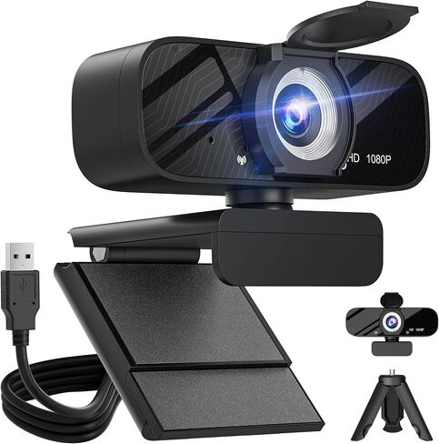 Full HD 1080P Webcam with Microphone, Adjustable FOV, Zoom, Software Control & Privacy Cover, USB HD Computer Web Camera, Plug and Play, for Zoom/Skype/Teams(Royal Black) in Saudi Arabia